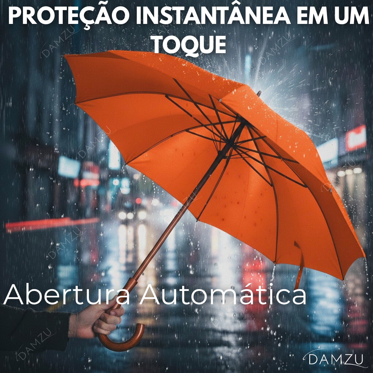 GUARDA-CHUVA COLORIDO CABO COR DE MADEIRA DAMZU®
