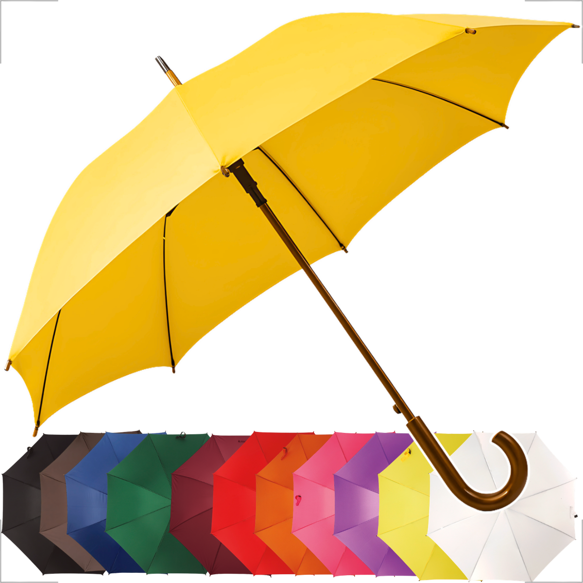 GUARDA-CHUVA COLORIDO CABO COR DE MADEIRA DAMZU®